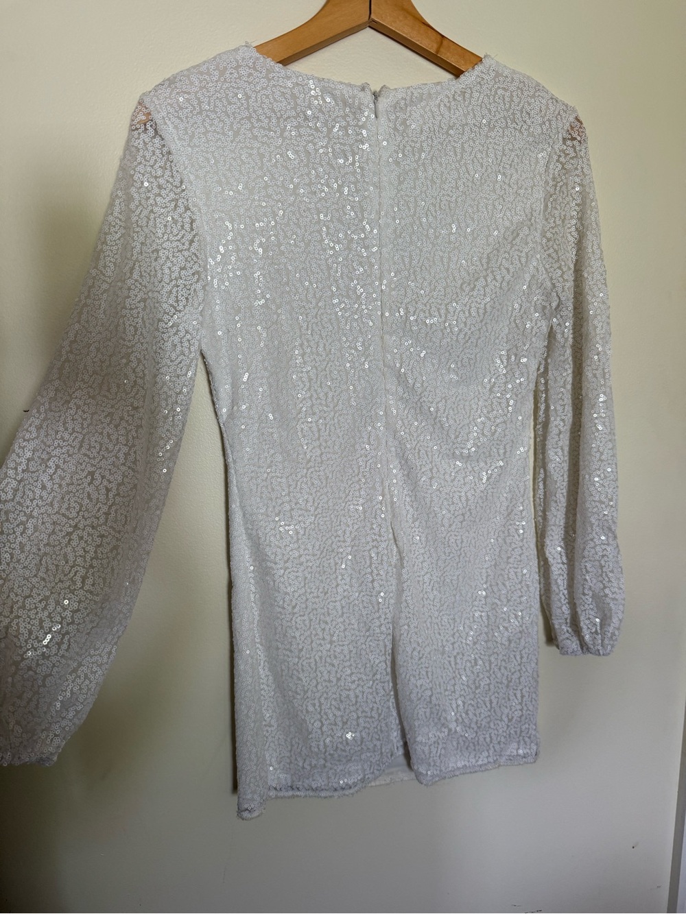NWOT White Sequin Mini Dress - Picture 2 of 4